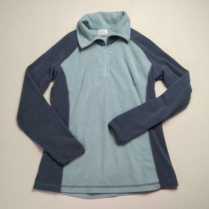 Columbia Womens Medium M Gray Blue 1/4 Zip Fleece Sweatshirt Outdoor Pullover